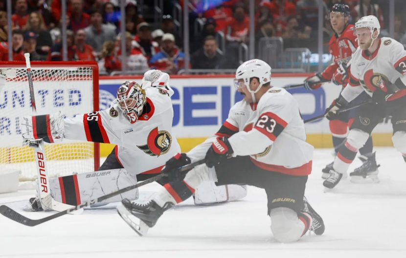 Сэйв вратаря Оттавы после броска Овечкина